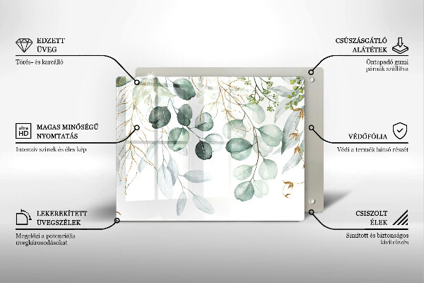 Herdabdeckplatte glas Bemalte Pflanzen