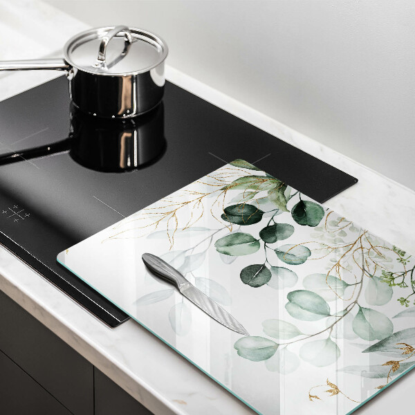 Herdabdeckplatte glas Bemalte Pflanzen