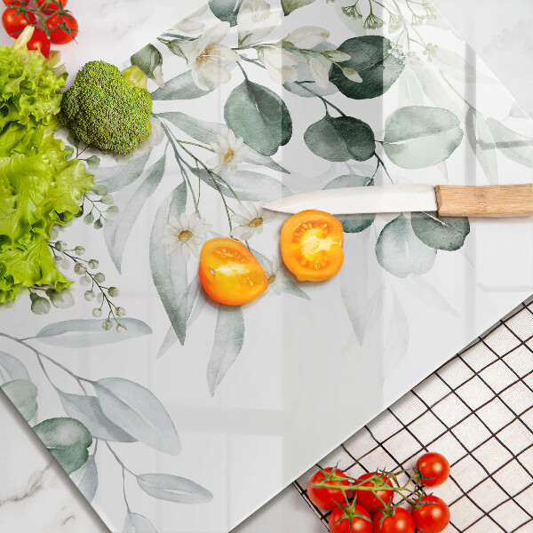 Herdabdeckplatte glas Aquarellpflanzen