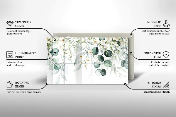 Herdabdeckplatte glas Aquarellpflanzen