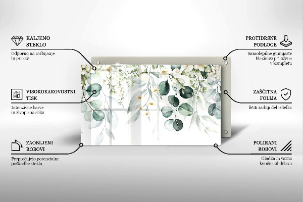Herdabdeckplatte glas Aquarellpflanzen