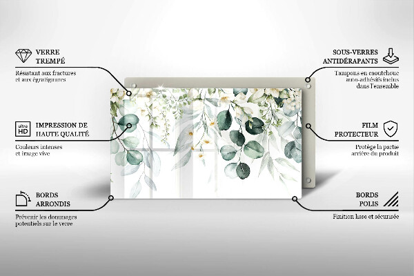 Herdabdeckplatte glas Aquarellpflanzen