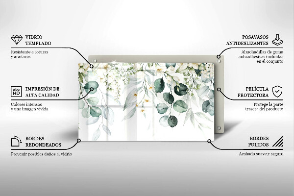 Herdabdeckplatte glas Aquarellpflanzen