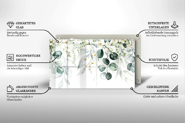 Herdabdeckplatte glas Aquarellpflanzen