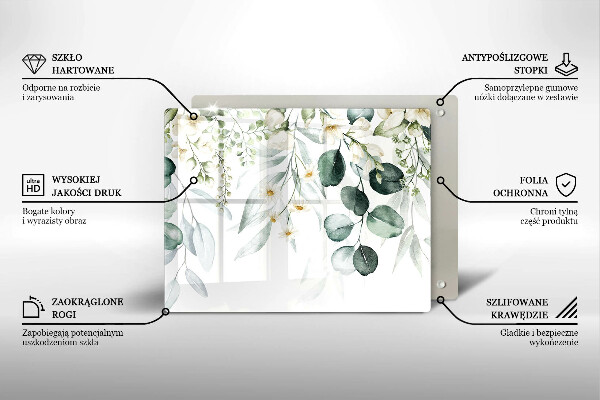 Herdabdeckplatte glas Aquarellpflanzen