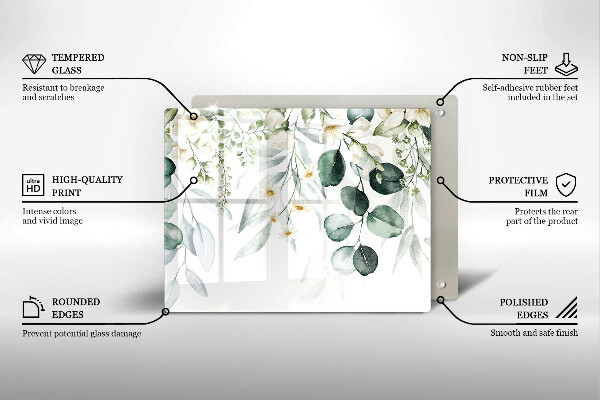 Herdabdeckplatte glas Aquarellpflanzen