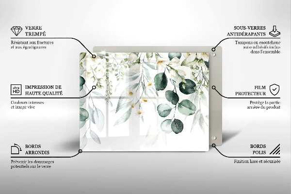 Herdabdeckplatte glas Aquarellpflanzen