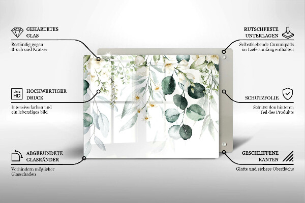 Herdabdeckplatte glas Aquarellpflanzen