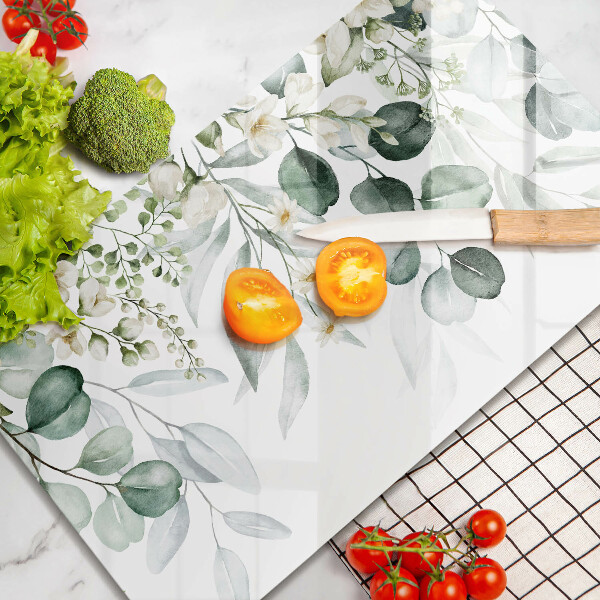 Herdabdeckplatte glas Aquarellpflanzen