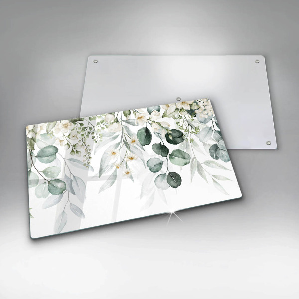 Herdabdeckplatte glas Aquarellpflanzen