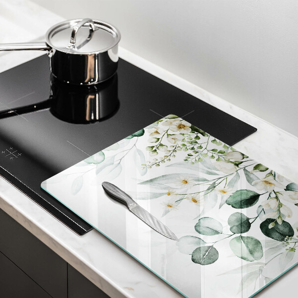 Herdabdeckplatte glas Aquarellpflanzen