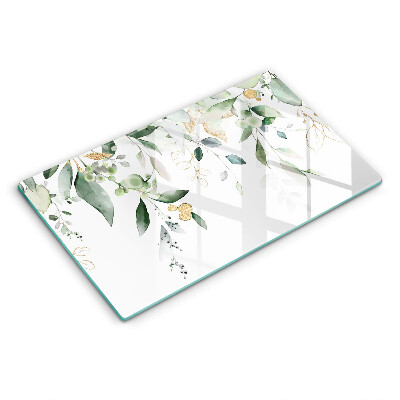 Herdabdeckplatte glas Aquarellblätter