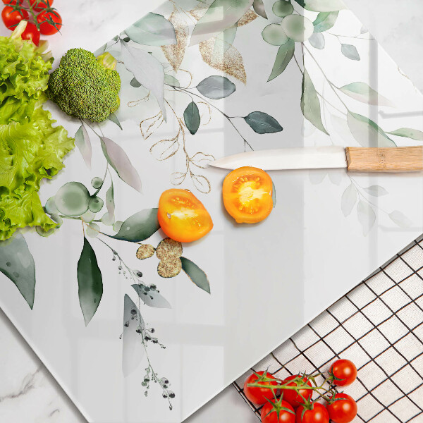 Herdabdeckplatte glas Aquarellblätter