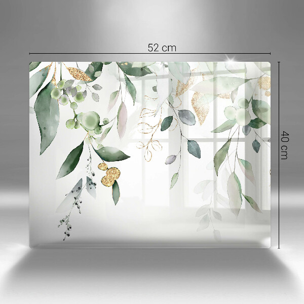 Herdabdeckplatte glas Aquarellblätter