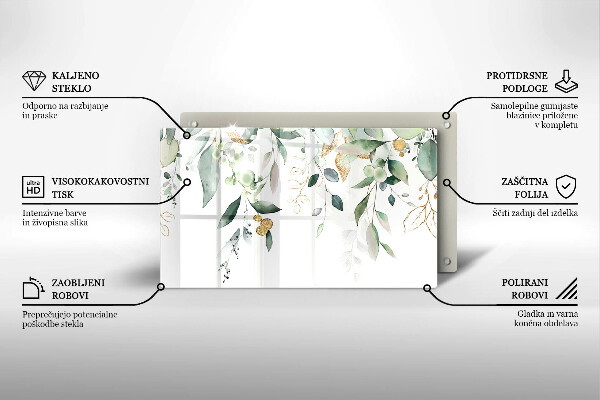 Herdabdeckplatte glas Aquarellblätter