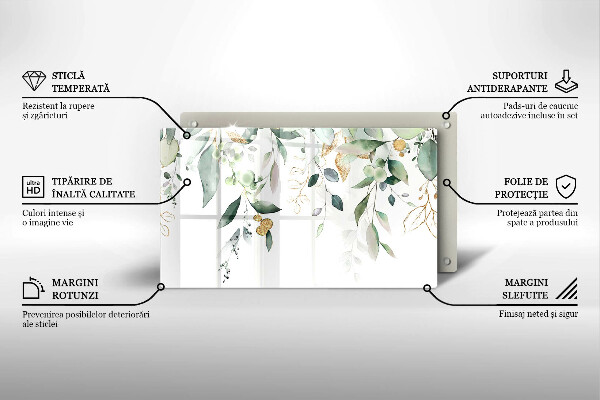 Herdabdeckplatte glas Aquarellblätter