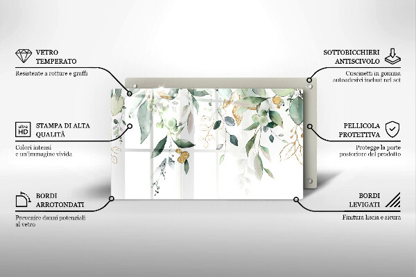 Herdabdeckplatte glas Aquarellblätter