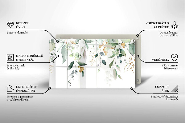 Herdabdeckplatte glas Aquarellblätter