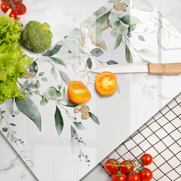 Herdabdeckplatte glas Aquarellblätter