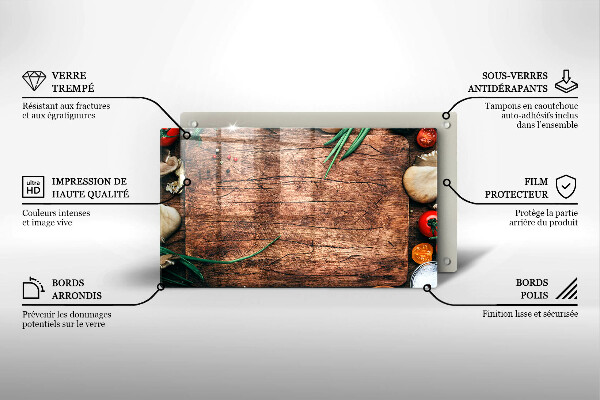 Herdabdeckplatte glas Küchenbrett aus Holz