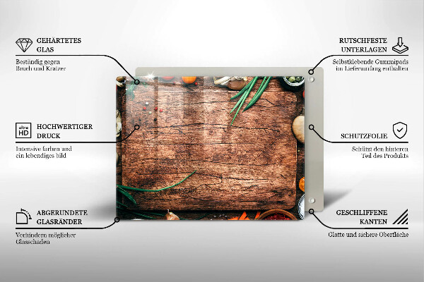 Herdabdeckplatte glas Küchenbrett aus Holz