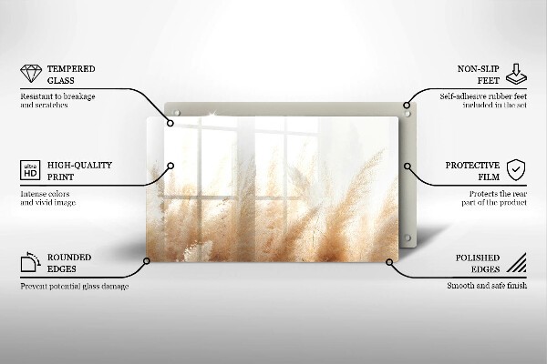 Herdabdeckplatte glas Pampasgras