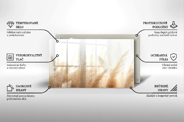 Herdabdeckplatte glas Pampasgras