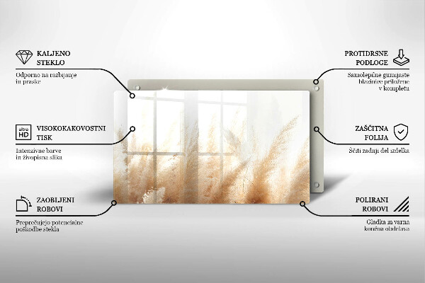 Herdabdeckplatte glas Pampasgras