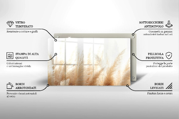 Herdabdeckplatte glas Pampasgras