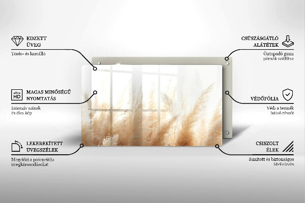 Herdabdeckplatte glas Pampasgras