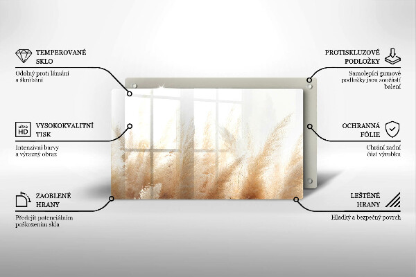 Herdabdeckplatte glas Pampasgras