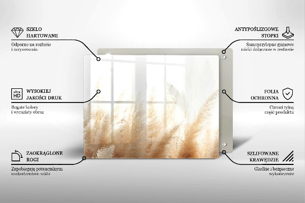 Herdabdeckplatte glas Pampasgras