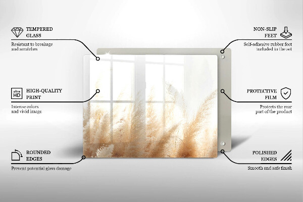 Herdabdeckplatte glas Pampasgras