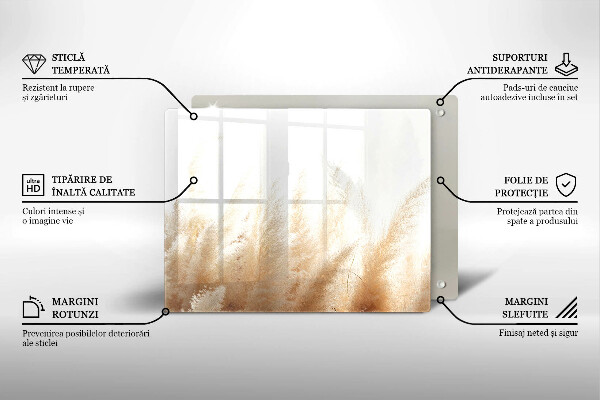 Herdabdeckplatte glas Pampasgras