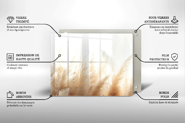 Herdabdeckplatte glas Pampasgras