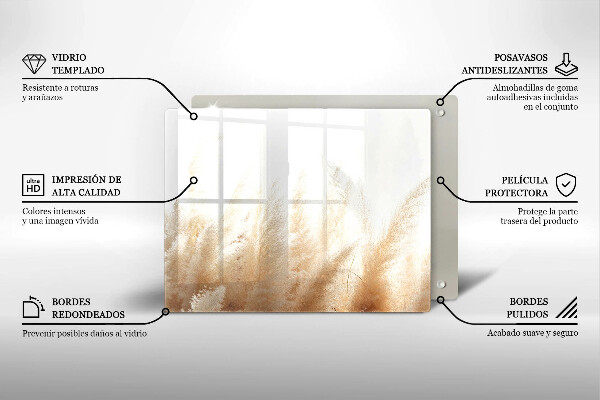 Herdabdeckplatte glas Pampasgras