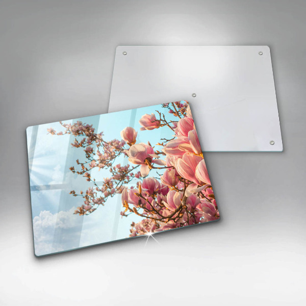 Herdabdeckplatte glas Rosa Blumenbaum