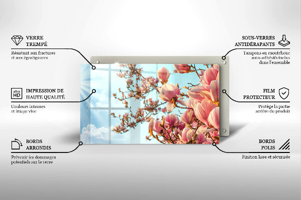 Herdabdeckplatte glas Rosa Blumenbaum