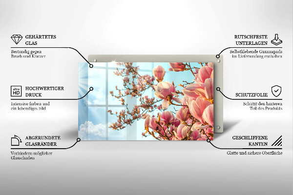 Herdabdeckplatte glas Rosa Blumenbaum