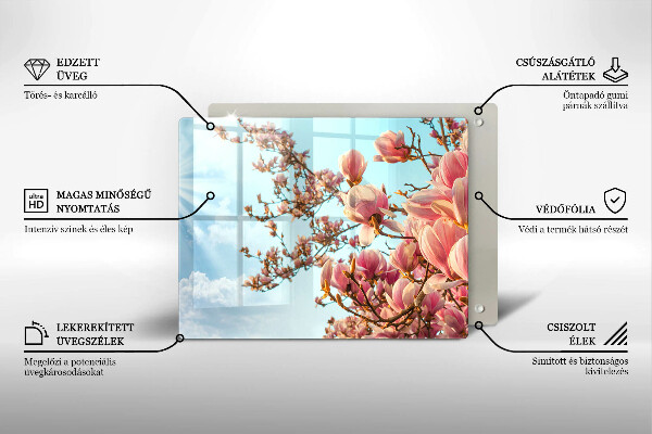 Herdabdeckplatte glas Rosa Blumenbaum