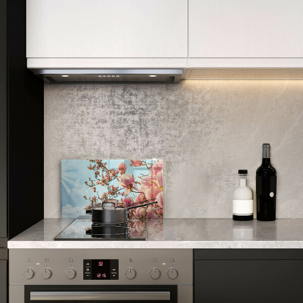 Herdabdeckplatte glas Rosa Blumenbaum