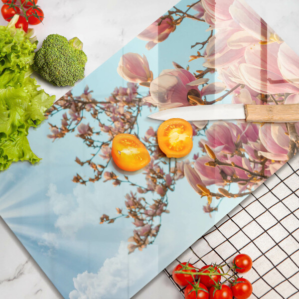 Herdabdeckplatte glas Rosa Blumenbaum