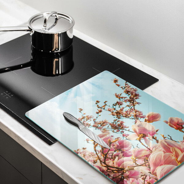Herdabdeckplatte glas Rosa Blumenbaum