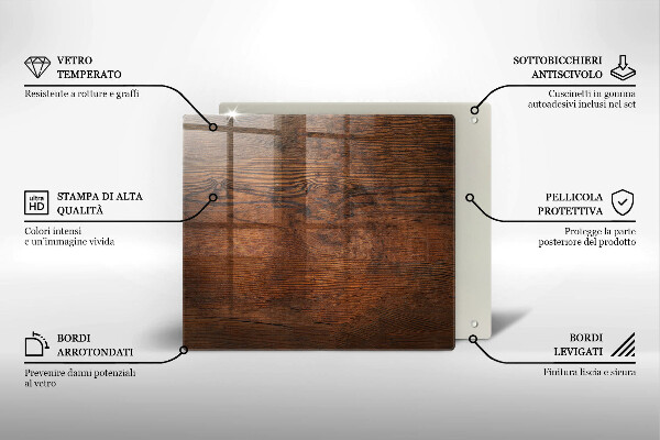 Ceranfeldabdeckung Dunkles Holzbrett