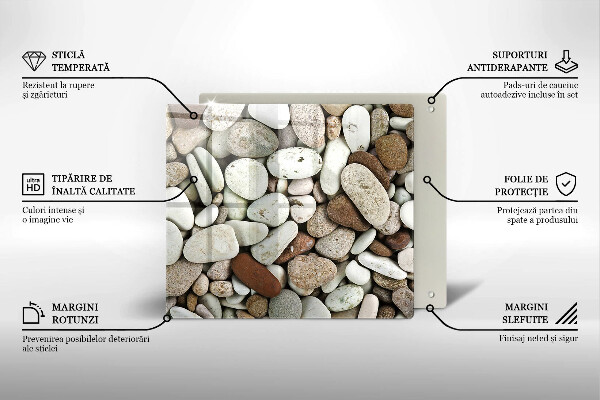 Herdplattenabdeckung Kleine Steine im Hintergrund