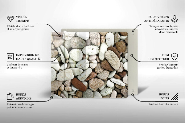 Herdplattenabdeckung Kleine Steine im Hintergrund