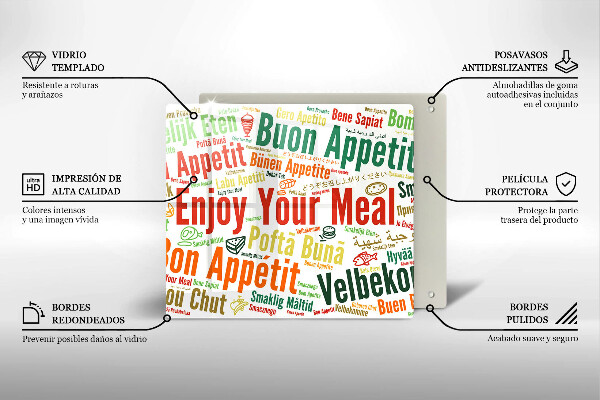 Herdplattenabdeckung Untertitel Guten Appetit Sprachen