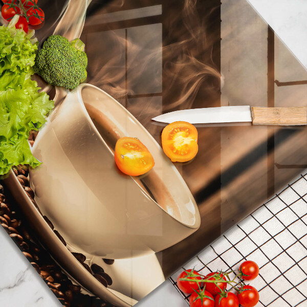 Ceranfeld schutz Tasse und Kaffeebohnen