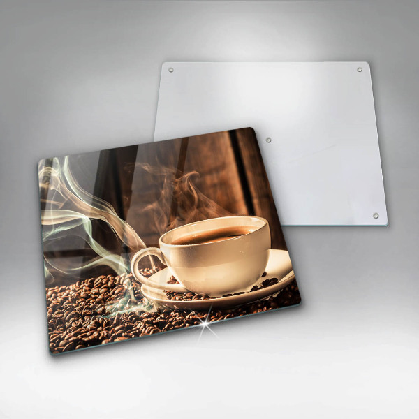 Ceranfeld schutz Tasse und Kaffeebohnen