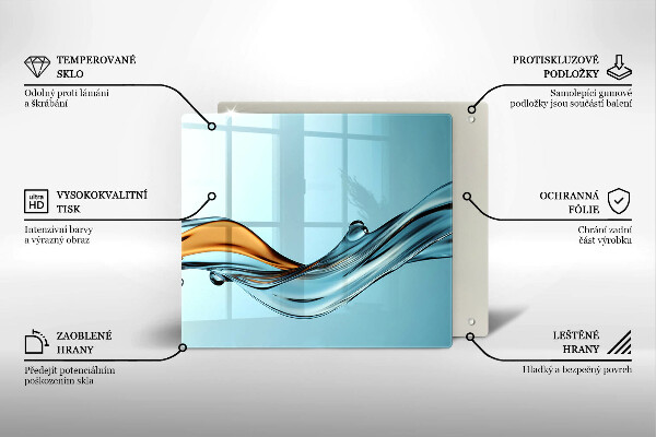 Herdplattenabdeckung Wasser auf blauem Hintergrund